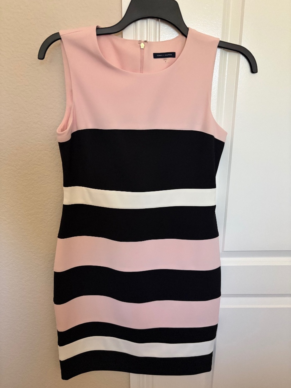 Tommy Hilfiger dress, black, white and pink, size 8, new with tags